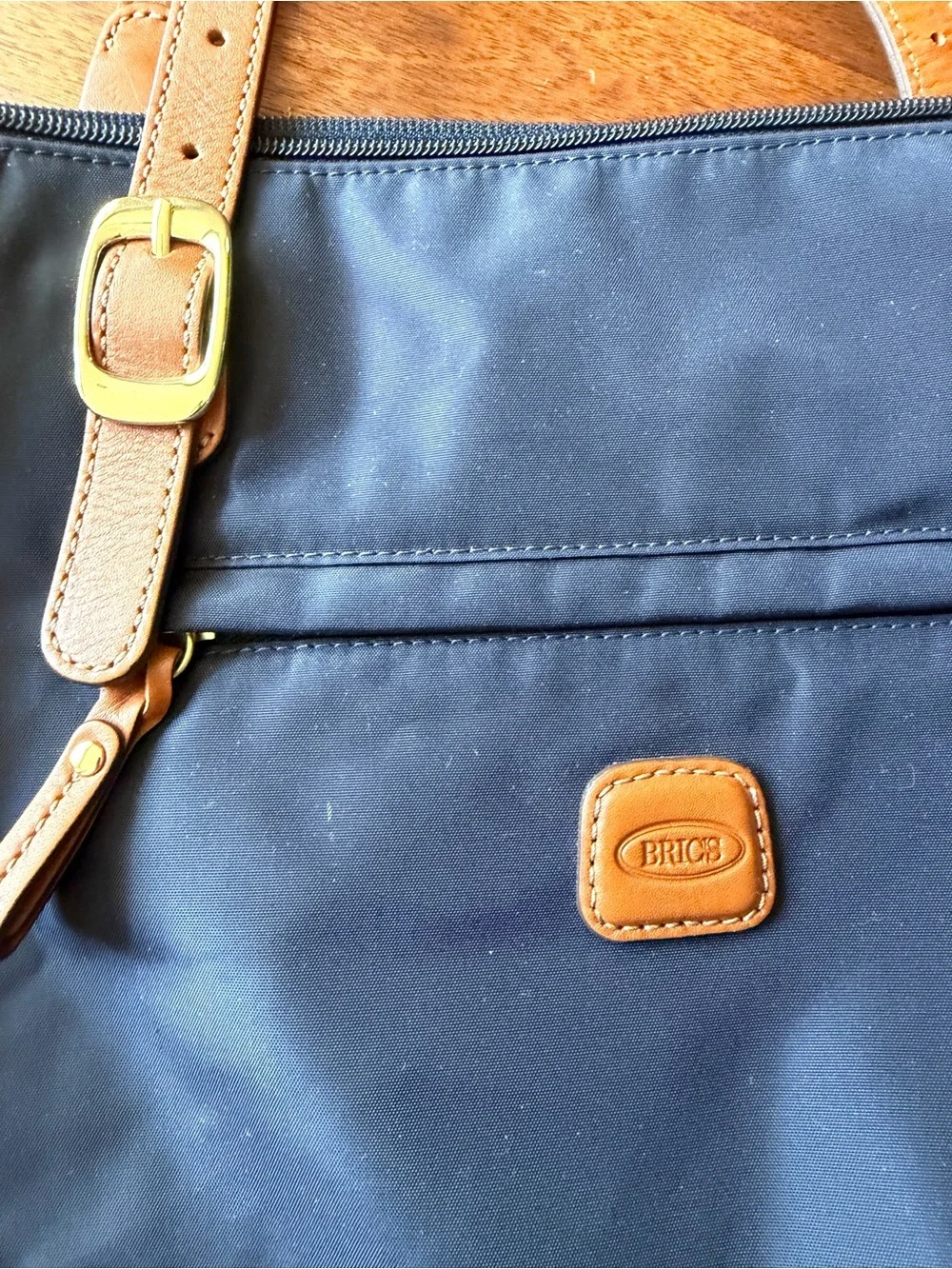 Bric's Navy Tote with Tan Leather Straps